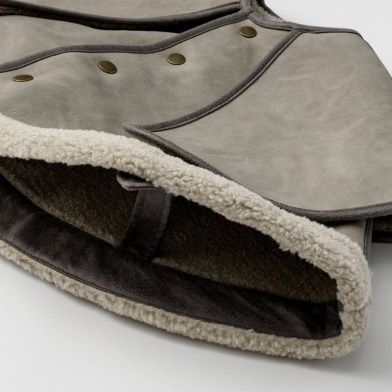 sonnet mouton greige一衣三用！新生兒至學步的羊毛皮斗篷/外套/蓋毯