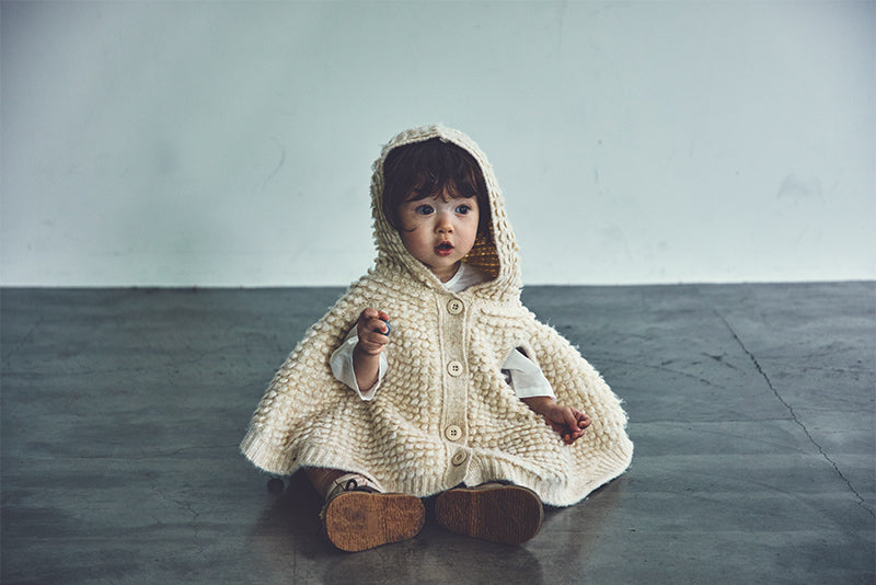 polka 1 ecru斗篷針織外套嬰兒至3歲
