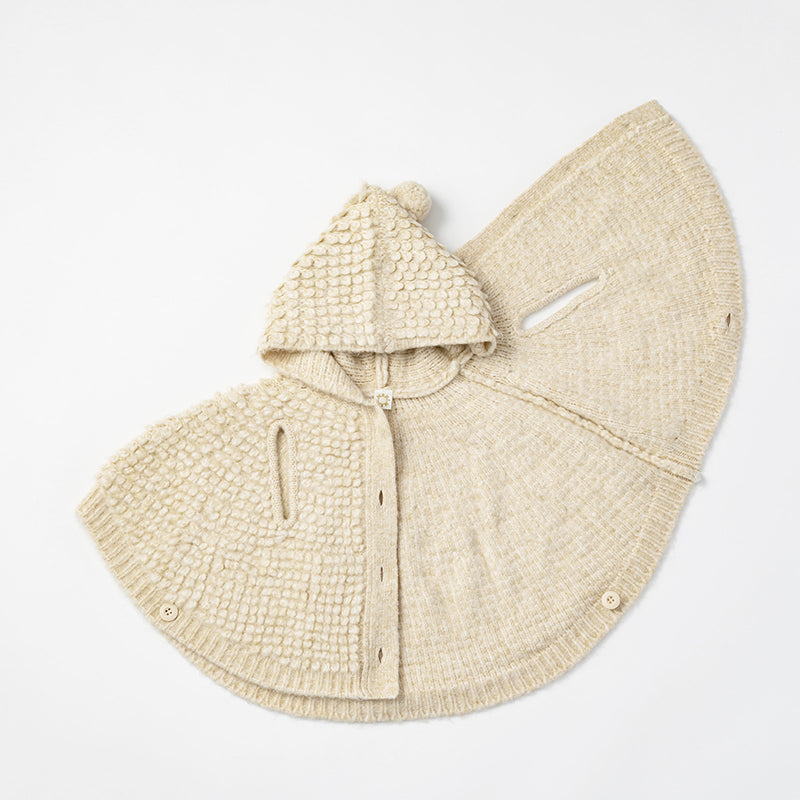 polka 1 ecru斗篷針織外套嬰兒至3歲