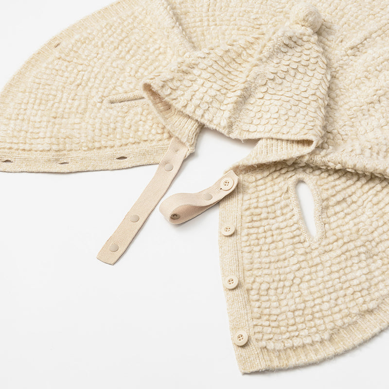 polka 1 ecru斗篷針織外套嬰兒至3歲