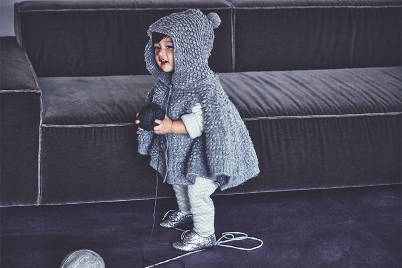 polka 2 light grey針織斗篷外套0-3歲