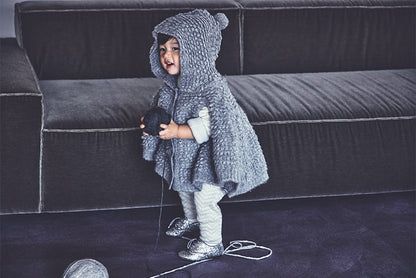 polka 2 light grey針織斗篷外套0-3歲