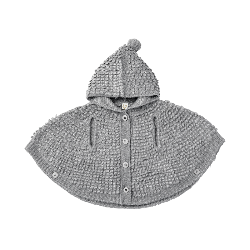 polka 2 light grey針織斗篷外套0-3歲