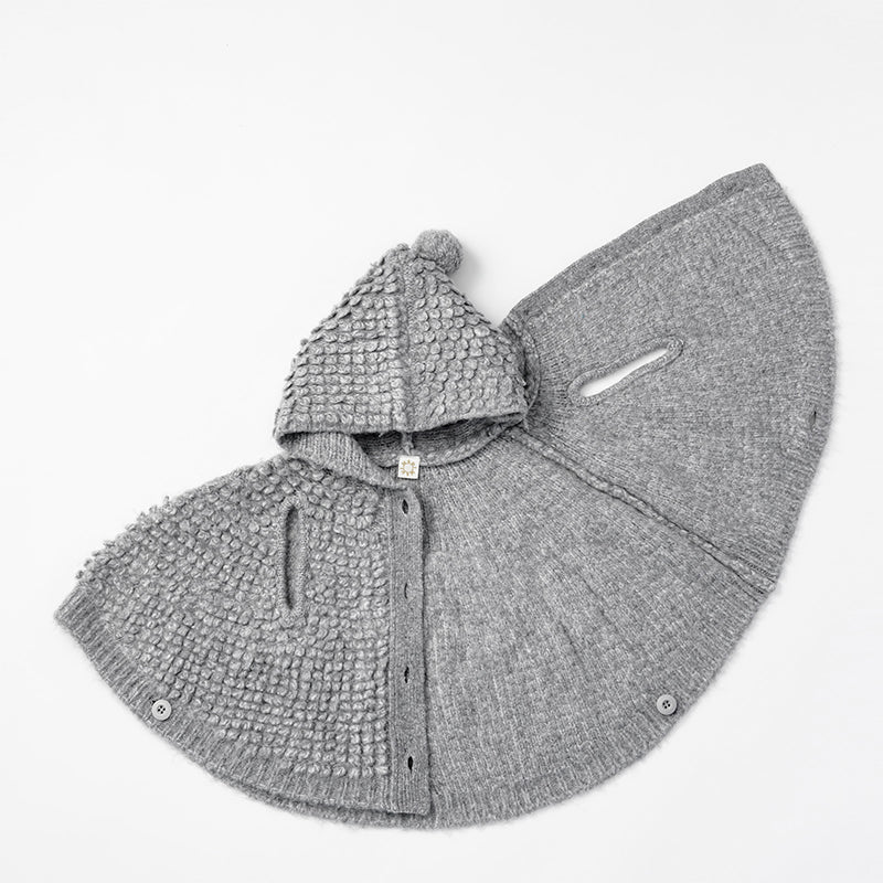 polka 2 light grey針織斗篷外套0-3歲