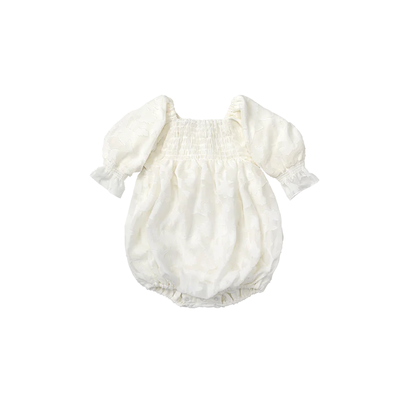 pompadour rompers 4 leaf white白色連體褲包屁衣