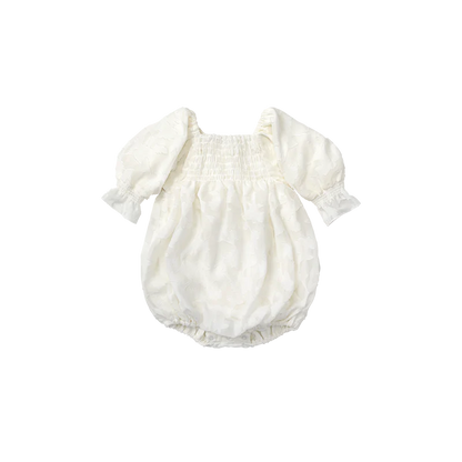 pompadour rompers 4 leaf white白色連體褲包屁衣