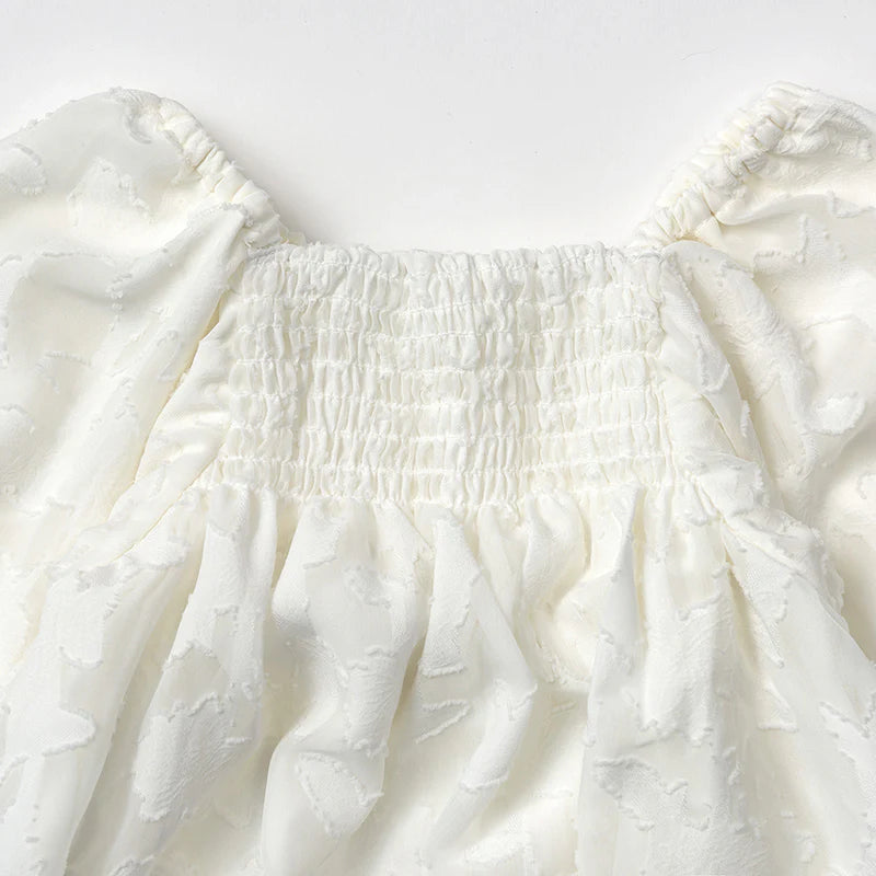 pompadour rompers 4 leaf white白色連體褲包屁衣