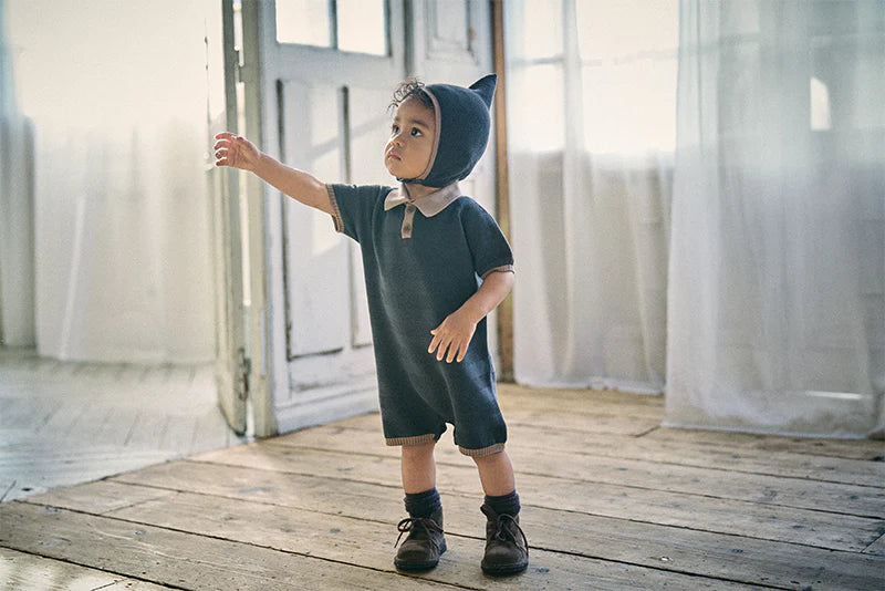 knit polo rompers短袖針織連身衣三色