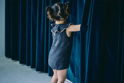 knit frill rompers 無縫針織荷葉邊連體衣三色