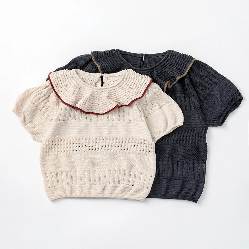 knit frill blouses無縫針織荷葉邊上衣三色