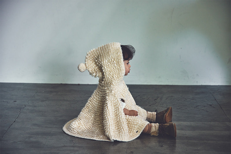 polka 1 ecru斗篷針織外套嬰兒至3歲