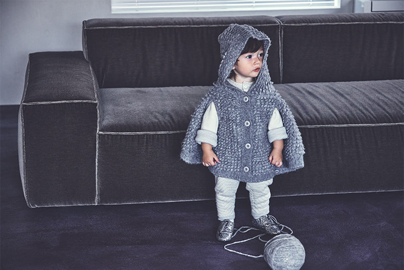 polka 2 light grey針織斗篷外套0-3歲