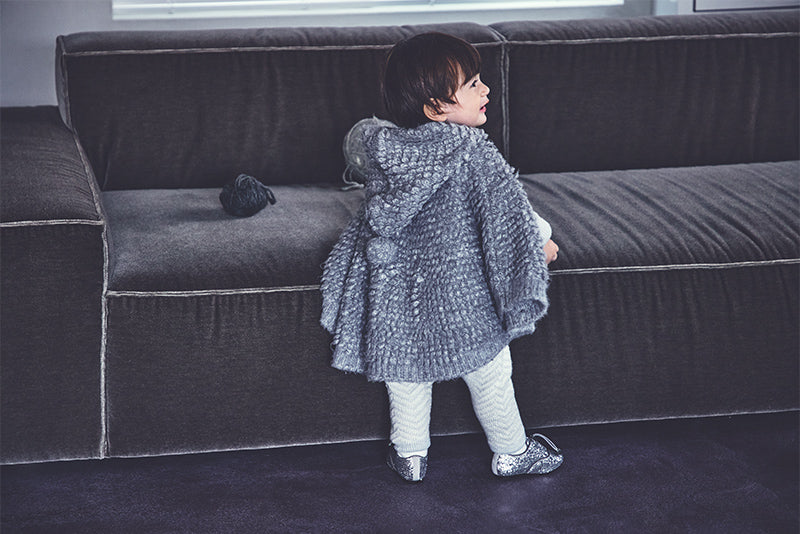 polka 2 light grey針織斗篷外套0-3歲