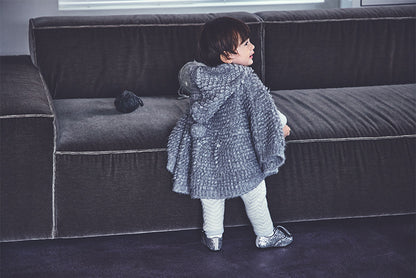 polka 2 light grey針織斗篷外套0-3歲