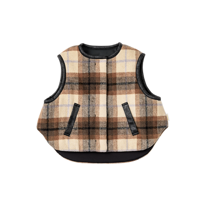 【2025AW】halb check × black雙面背心毛絨外套vest