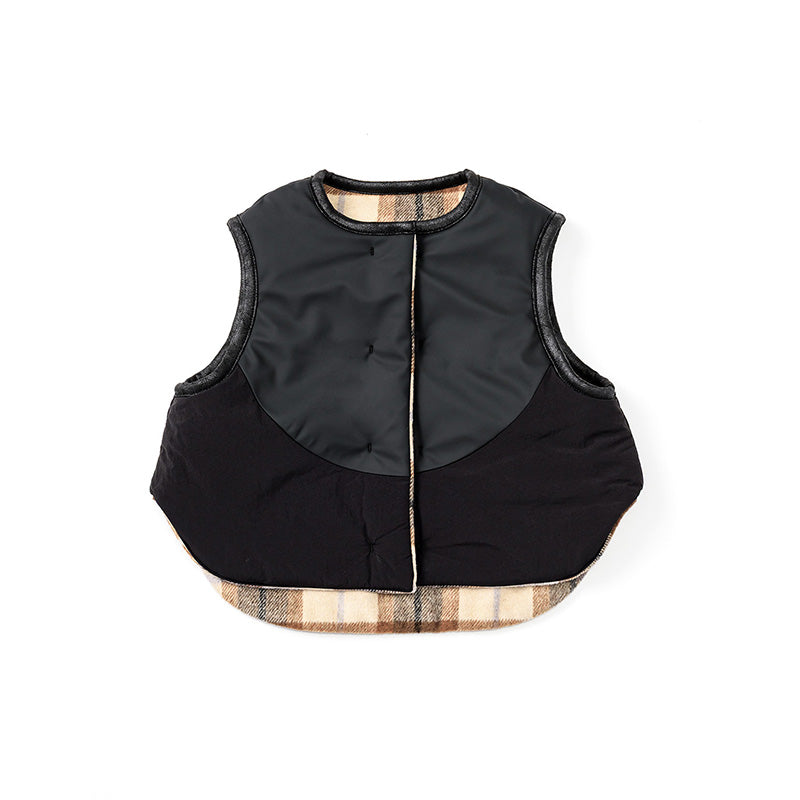 【2025AW】halb check × black雙面背心毛絨外套vest