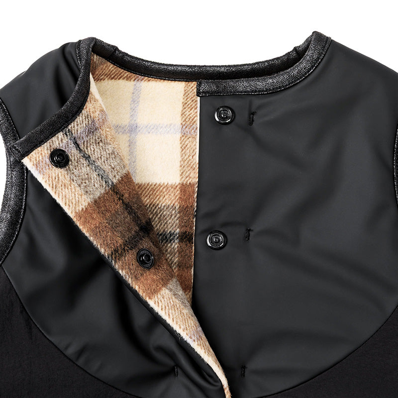 【2025AW】halb check × black雙面背心毛絨外套vest