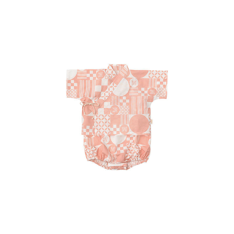 日本夏祭限定/jinbei squares beni和服連身衣套裝kimono 80cm