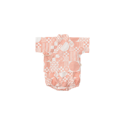 日本夏祭限定/jinbei squares beni和服連身衣套裝kimono 80cm