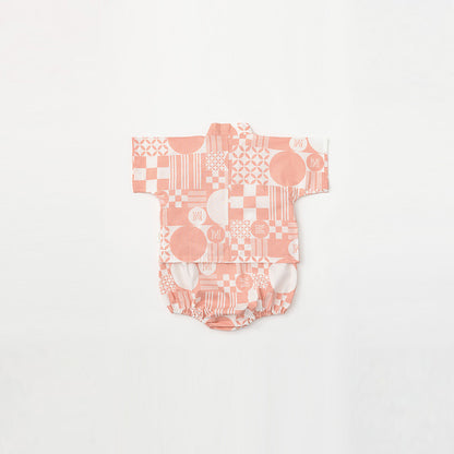 日本夏祭限定/jinbei squares beni和服連身衣套裝kimono 80cm