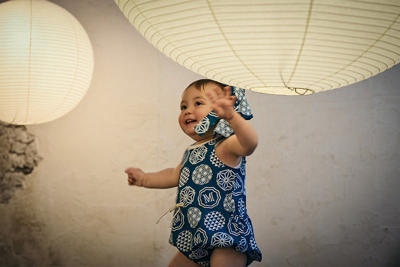 日本夏祭限定/jinbei dots ruri和服連身衣套裝kimono 80cm