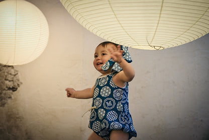 日本夏祭限定/jinbei dots ruri和服連身衣套裝kimono 80cm