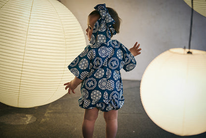 日本夏祭限定/jinbei dots ruri和服連身衣套裝kimono 80cm