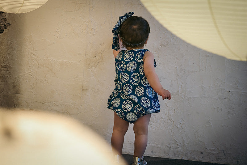 日本夏祭限定/jinbei dots ruri和服連身衣套裝kimono 80cm