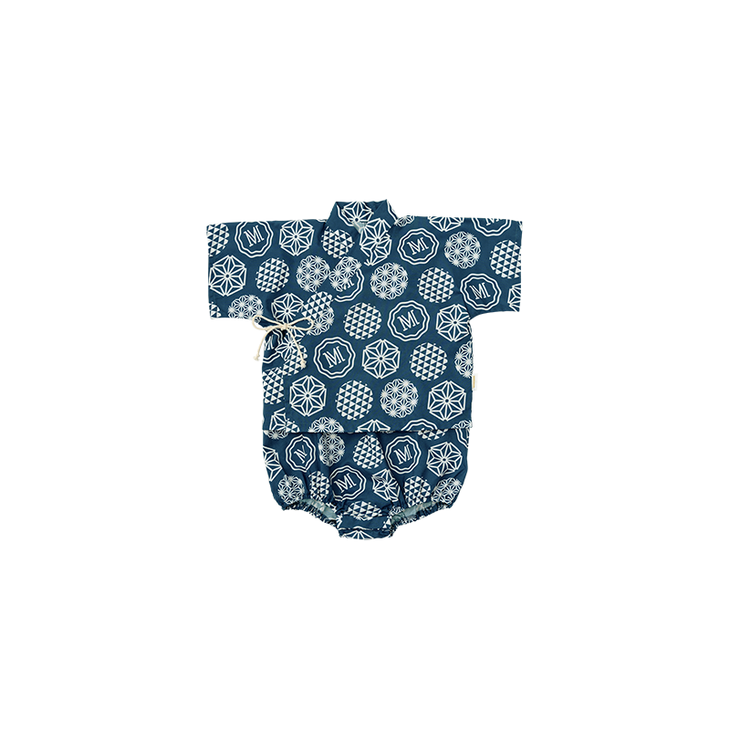 日本夏祭限定/jinbei dots ruri和服連身衣套裝kimono 80cm