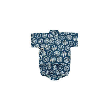 日本夏祭限定/jinbei dots ruri和服連身衣套裝kimono 80cm