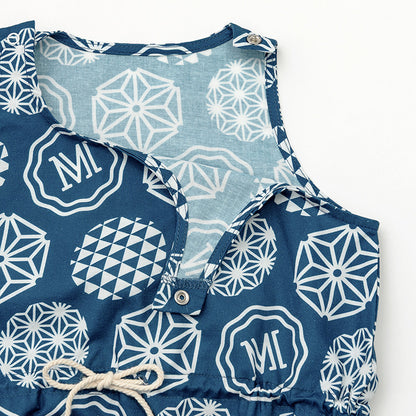 日本夏祭限定/jinbei dots ruri和服連身衣套裝kimono 80cm