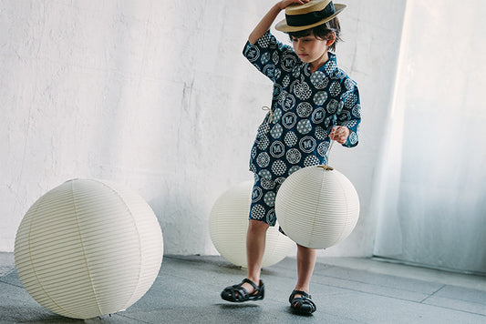 日本夏祭限定/jinbei dots ruri和服kimono
