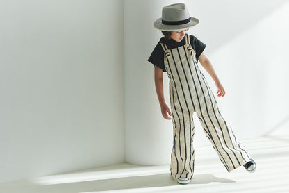 loisir salopette 3 stripe條紋成長型背帶褲