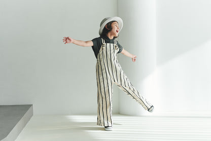 loisir salopette 3 stripe條紋成長型背帶褲