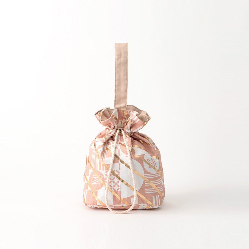 日本夏祭限定［Mato］KINCHAKU BAG SQUARES BENI抽繩開合束口袋/包粉色