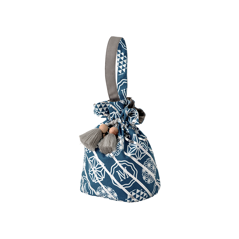 日本夏祭限定［Mato］KINCHAKU BAG SQUARES RURI抽繩開合束口袋/包