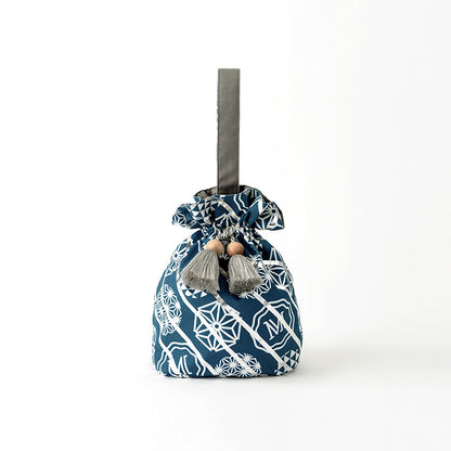 日本夏祭限定［Mato］KINCHAKU BAG SQUARES RURI抽繩開合束口袋/包