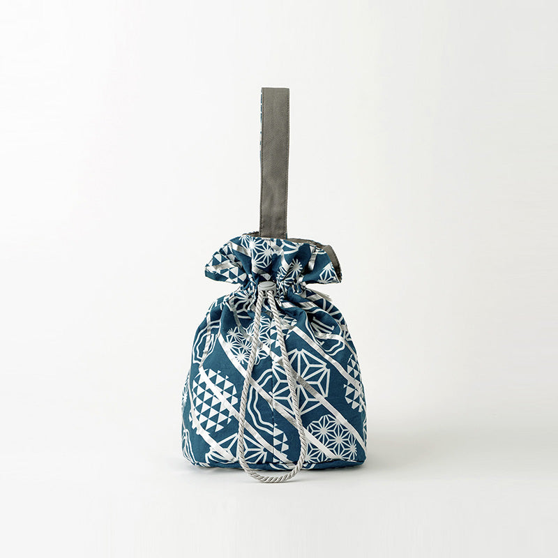 日本夏祭限定［Mato］KINCHAKU BAG SQUARES RURI抽繩開合束口袋/包