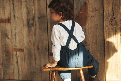 loisir salopette 2 peacock深藍色成長型背帶褲