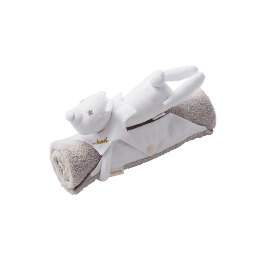 Multifunctional stuffed toy BFF 2 Noah bear可愛毛絨熊小毯子附搖鈴多功能