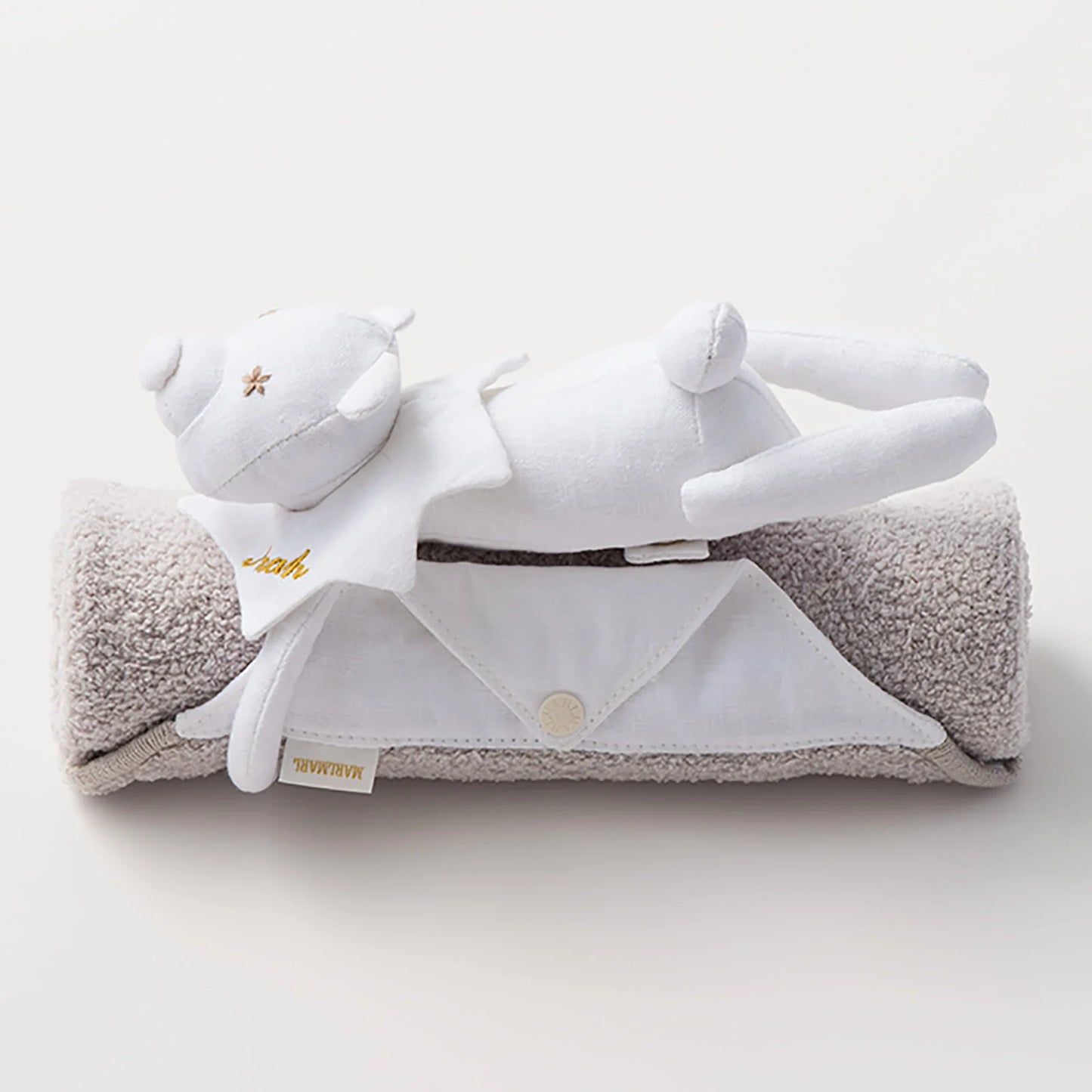 Multifunctional stuffed toy BFF 2 Noah bear可愛毛絨熊小毯子附搖鈴多功能