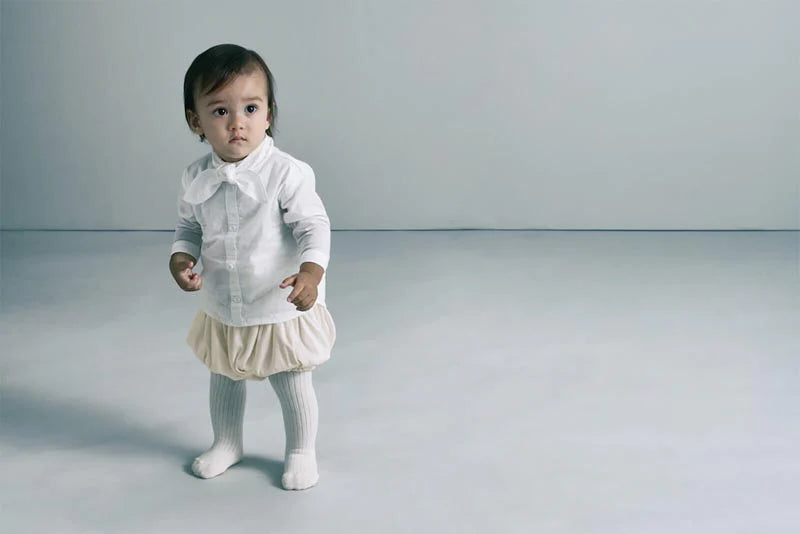 bloomers 7 iris white白色燈籠褲男女寶適用0～3歲