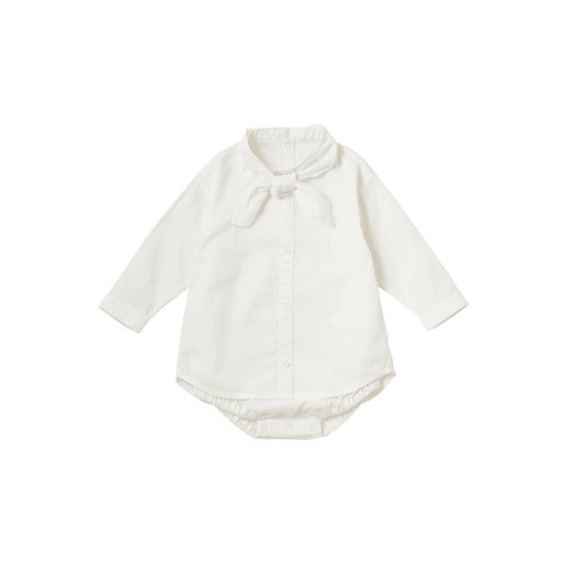 bodysuits 5 scarf white白色立領式圍巾包屁衣