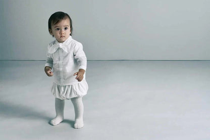 bodysuits 5 scarf white白色立領式圍巾包屁衣