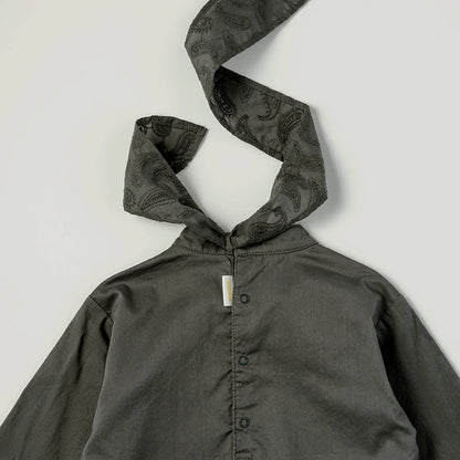 bodysuits 6 scarf charcoal立領式圍巾包屁衣