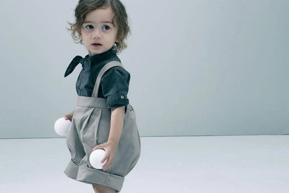 bodysuits 6 scarf charcoal立領式圍巾包屁衣