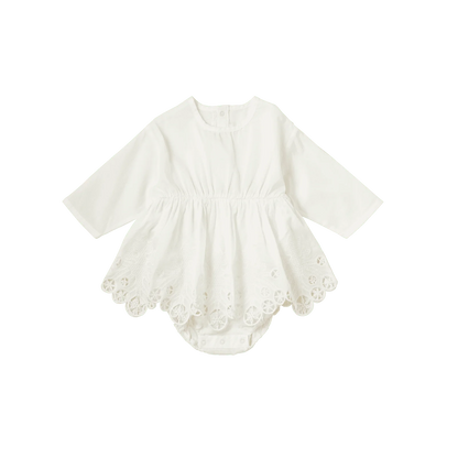 bodysuits 7 scallop white白色蕾絲包屁衣