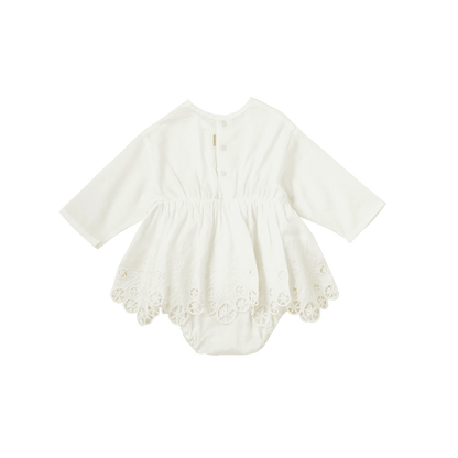 bodysuits 7 scallop white白色蕾絲包屁衣