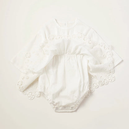 bodysuits 7 scallop white白色蕾絲包屁衣