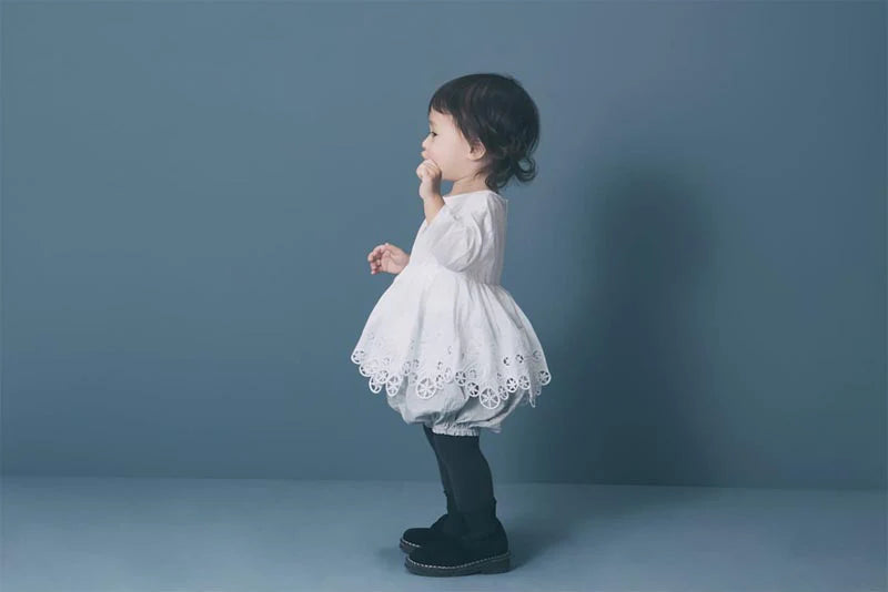 bodysuits 7 scallop white白色蕾絲包屁衣